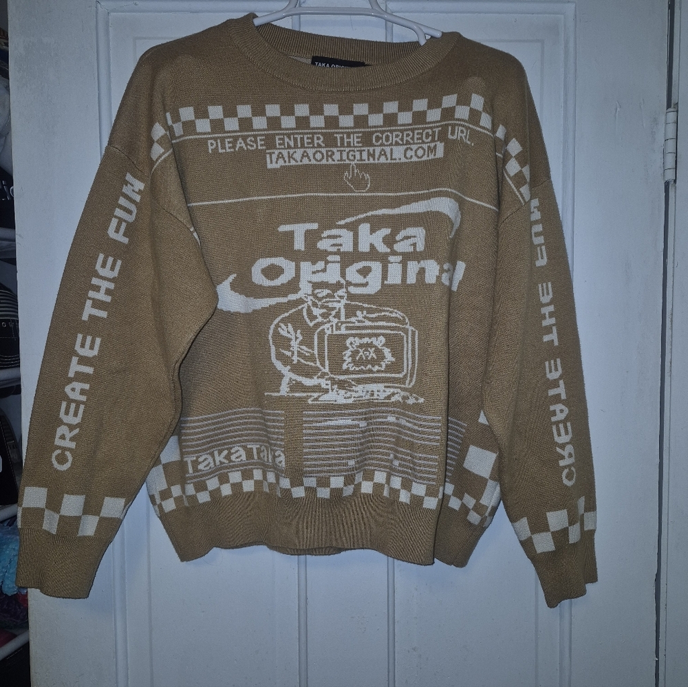 Nwot TAKA Original Moody Bob mosaic checkboard knit Jumper Unisex Small